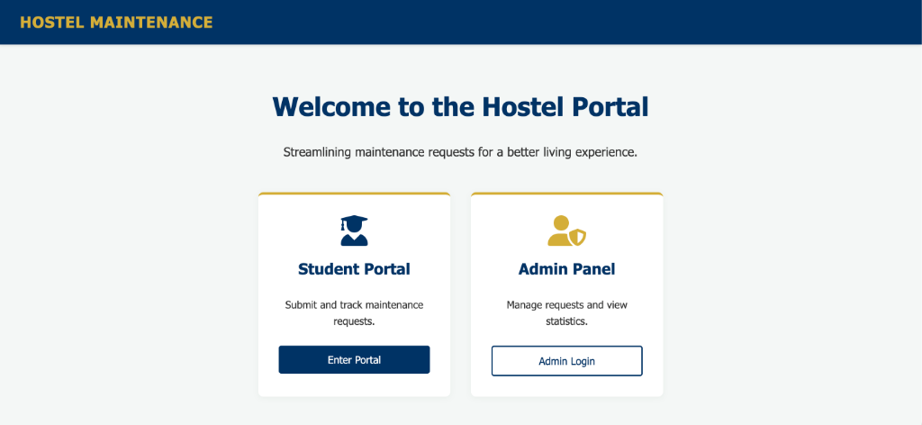 HOSTEL MAINTENANCE REQUEST SYSTEM screenshot